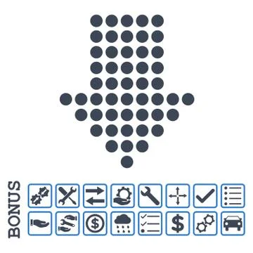 Dotted Arrow Down Flat Vector Icon With Bonus Stock Illustration