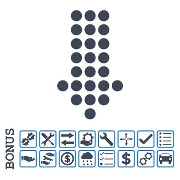 Dotted Arrow Down Flat Vector Icon With Bonus Stock Illustration