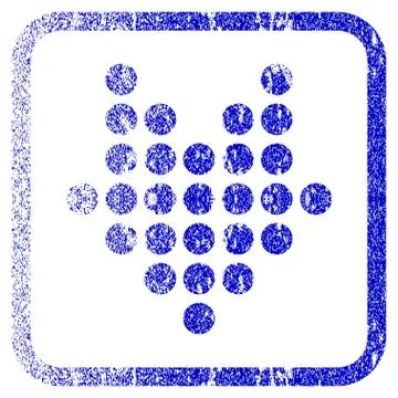 Dotted Arrow Down Framed Textured Icon 库存插图