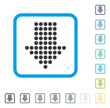Dotted Arrow Down Framed Vector Icon 库存插图