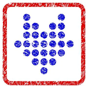 Dotted Arrow Down Grunge Framed Icon Stockillustratie