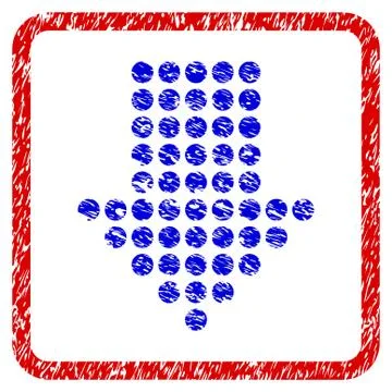 Dotted Arrow Down Grunge Framed Icon 库存插图