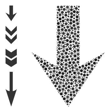 Dotted Arrow Down Mosaic of Circles and Bonus Icons Stock Illustration