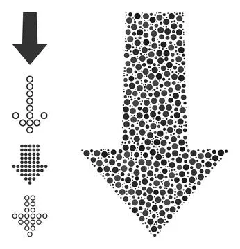 Dotted Arrow Down Mosaic of Circles and Bonus Icons 库存插图