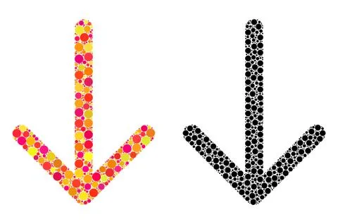 Dotted Arrow Down Mosaic Icons Illustrazione stock