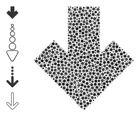Dotted Arrow Down Mosaic of Round Dots and Similar Icons Stock Illustration