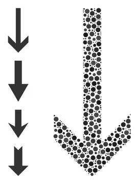 Dotted Arrow Down Mosaic of Round Dots with Other Icons Stock Illustration