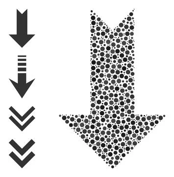 Dotted Arrow Down Mosaic of Round Dots and Other Icons Stock Illustration