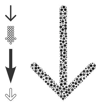 Dotted Arrow Down Mosaic of Rounded Dots with Similar Icons Illustrazione stock