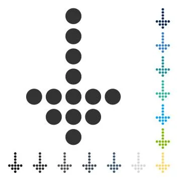 Dotted Arrow Down Vector Icon Stock Illustration