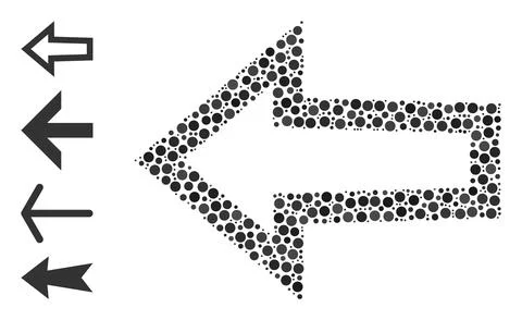 Dotted Arrow Left Composition of Circles with Bonus Icons Illustrazione stock