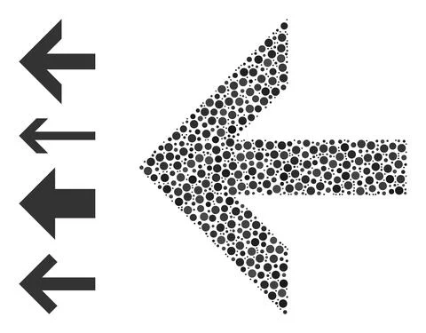 Dotted Arrow Left Composition of Round Dots with Similar Icons Stock Illustration