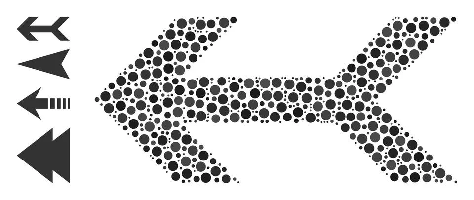 Dotted Arrow Left Composition of Rounded Dots with Bonus Icons 库存插图