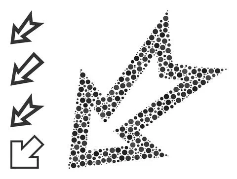 Dotted Arrow Left Down Collage of Rounded Dots with Similar Icons 库存插图