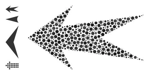 Dotted Arrow Left Mosaic of Round Dots and Bonus Icons 스톡 일러스트