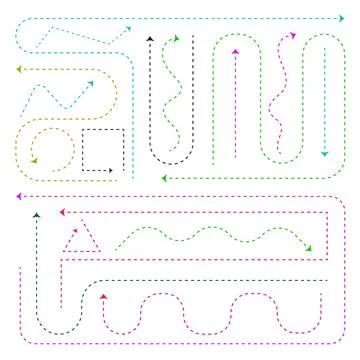 Dotted arrow Lines, Curved Zigzag arrow stripes design with dotted lines Stock Illustration