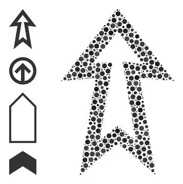 Dotted Arrow Up Mosaic of Rounded Dots with Bonus Icons Illustrazione stock
