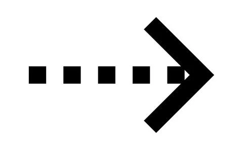 Dotted arrow pointer symbol, Dash line directional icon, Right pointing black Ilustração Stock