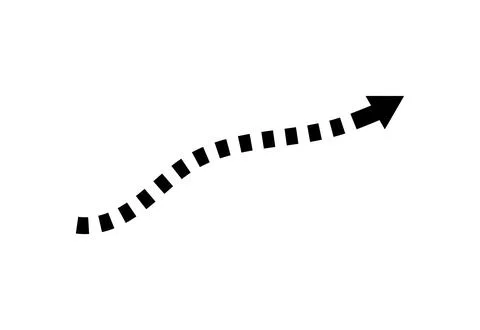 Dotted arrow pointing right indicating direction or movement vector Ilustración de archivo