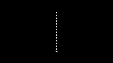 Dotted arrow pointing Top to Bottom animation isolated on black background Video stock 321609808