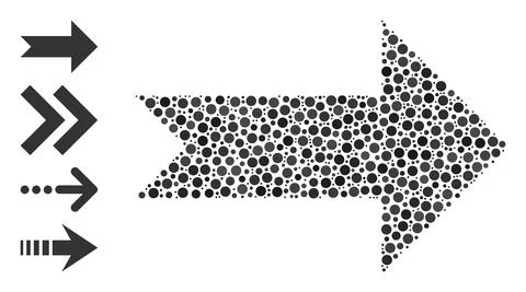 Dotted Arrow Right Collage of Circles and Bonus Icons Illustrazione stock