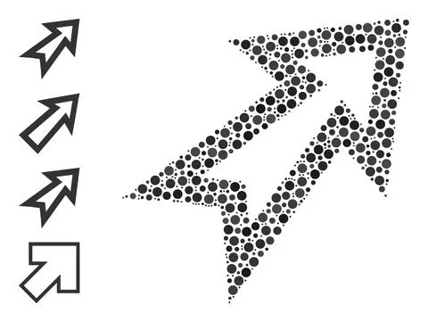 Dotted Arrow Right Up Collage of Rounded Dots and Bonus Icons 库存插图