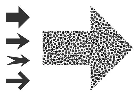 Dotted Arrow Right Collage of Rounded Dots and Other Icons 스톡 일러스트