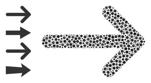 Dotted Arrow Right Collage of Rounded Dots and Similar Icons 스톡 일러스트