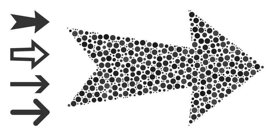 Dotted Arrow Right Collage of Rounded Dots with Similar Icons 스톡 일러스트
