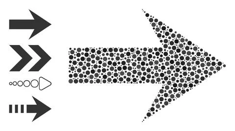 Dotted Arrow Right Composition of Circles and Other Icons Ilustración de archivo