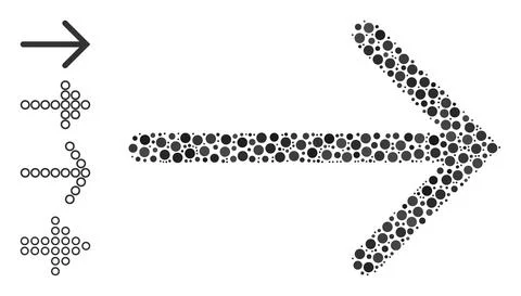 Dotted Arrow Right Composition of Round Dots with Bonus Icons Stock Illustration