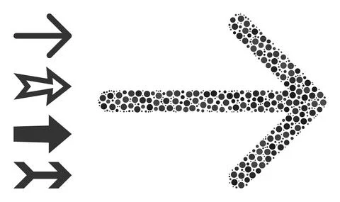 Dotted Arrow Right Composition of Rounded Dots with Bonus Icons 库存插图