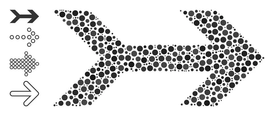 Dotted Arrow Right Composition of Rounded Dots and Similar Icons 스톡 일러스트