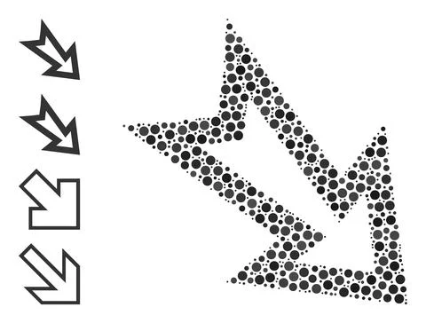 Dotted Arrow Right Down Mosaic of Rounded Dots and Bonus Icons Stock Illustration