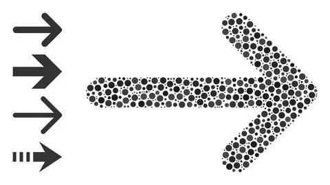 Dotted Arrow Right Mosaic of Rounded Dots with Bonus Icons 库存插图