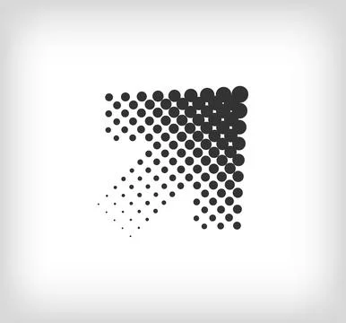 Dotted up arrow shape. Geometric artistic motion arrow icon pixel. Stock Illustration