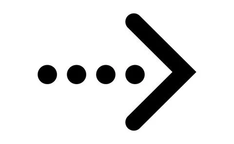 Dotted arrow symbol, Dotted line with chevron pointer, Rounded right directio Illustrazione stock