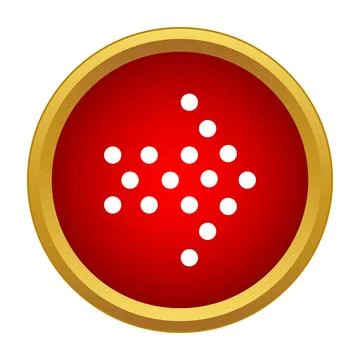 Dotted arrow symbol indicating direction on red button 库存插图