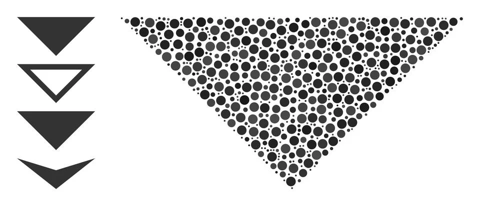Dotted Arrowhead Down Collage of Round Dots and Other Icons 스톡 일러스트