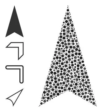 Dotted Arrowhead Up Mosaic of Rounded Dots with Bonus Icons 库存插图