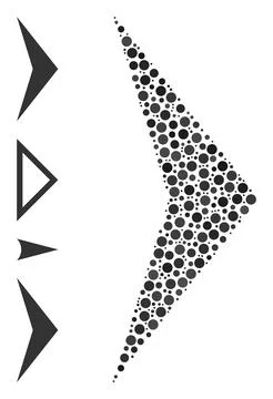Dotted Arrowhead Right Collage of Circles with Bonus Icons 库存插图