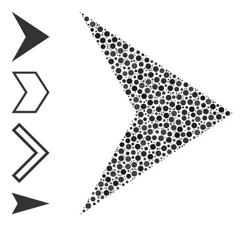 Dotted Arrowhead Right Collage of Round Dots and Similar Icons Illustrazione stock