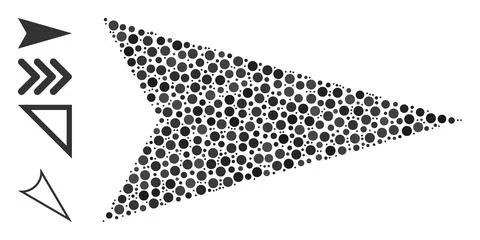 Dotted Arrowhead Right Collage of Round Dots with Similar Icons 库存插图