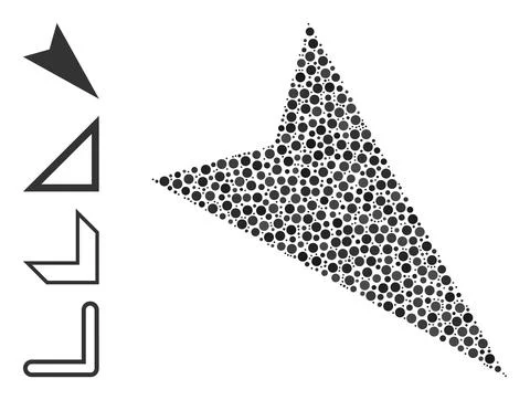 Dotted Arrowhead Right-Down Mosaic of Round Dots and Other Icons 스톡 일러스트