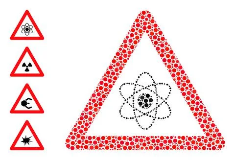 Dotted Atom Warning Collage of Circles and Similar Icons Stock Illustration
