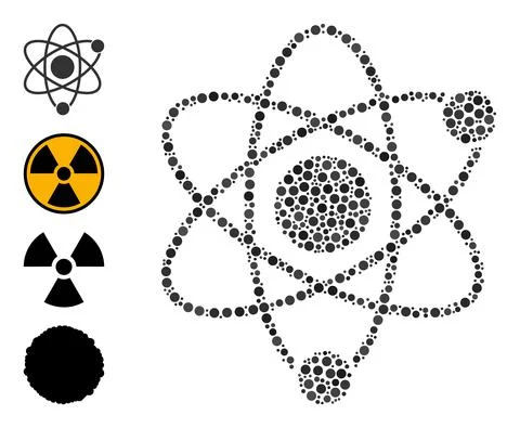 Dotted Atomic Composition of Circles and Bonus Icons Stock Illustration