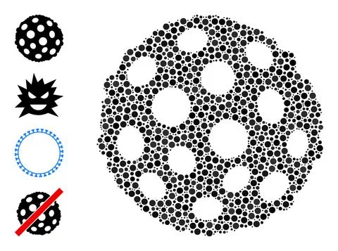 Dotted Bacterium Spore Mosaic of Round Dots with Other Icons 스톡 일러스트