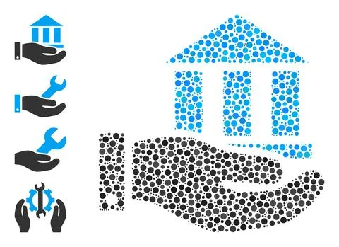 Dotted Bank Service Collage of Rounded Dots and Bonus Icons Ilustração Stock