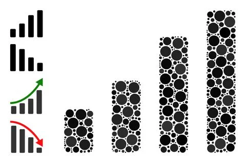 Dotted Bar Chart Composition of Circles with Similar Icons 库存插图