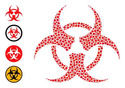 Dotted Bio Hazard Mosaic of Round Dots with Bonus Icons Stock Illustration